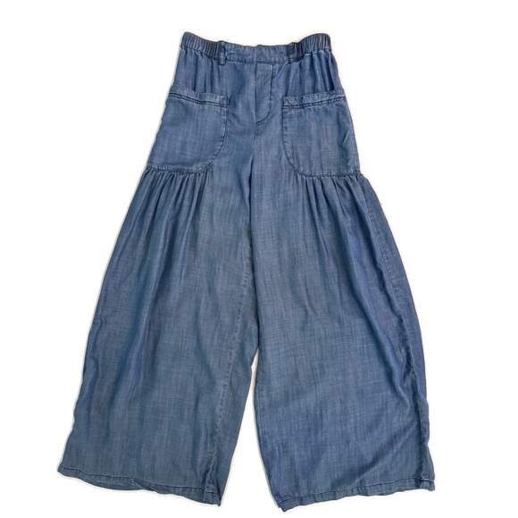 Current Air Patch Pocket Wide Leg Chambray Pant Blue Size Small - Picture 4 of 11